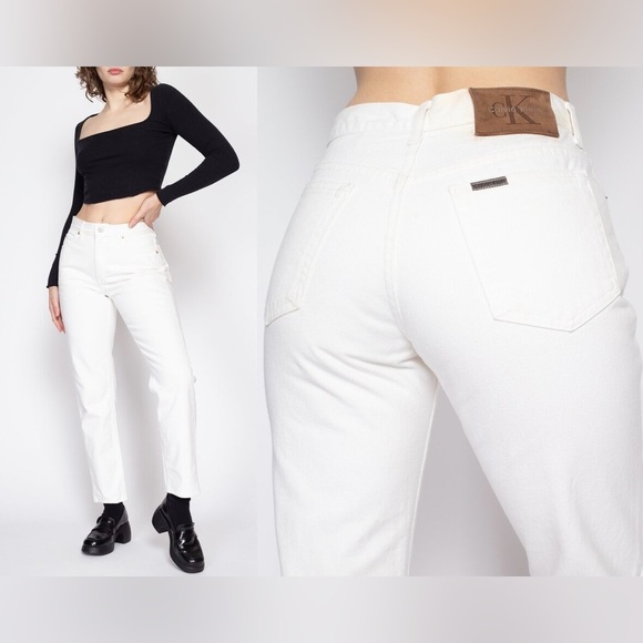 Calvin Klein high rise skinny white denim 🤍 size 4 - Picture 1 of 14